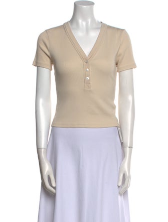 Veronica Beard V-Neck Short Sleeve Polo