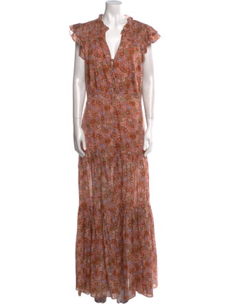 Veronica Beard Floral Print Long Dress
