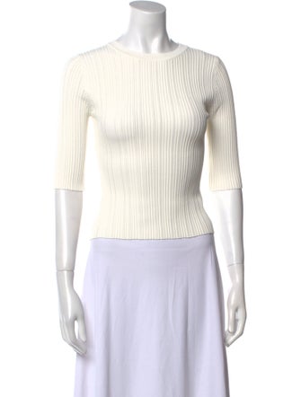 Veronica Beard Crew Neck Three-Quarter Sleeve Crop Top