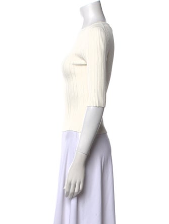 Veronica Beard Crew Neck Three-Quarter Sleeve Crop Top