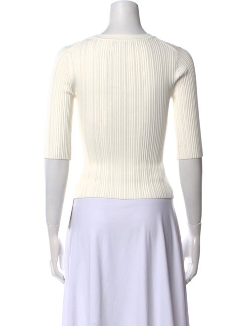 Veronica Beard Crew Neck Three-Quarter Sleeve Crop Top