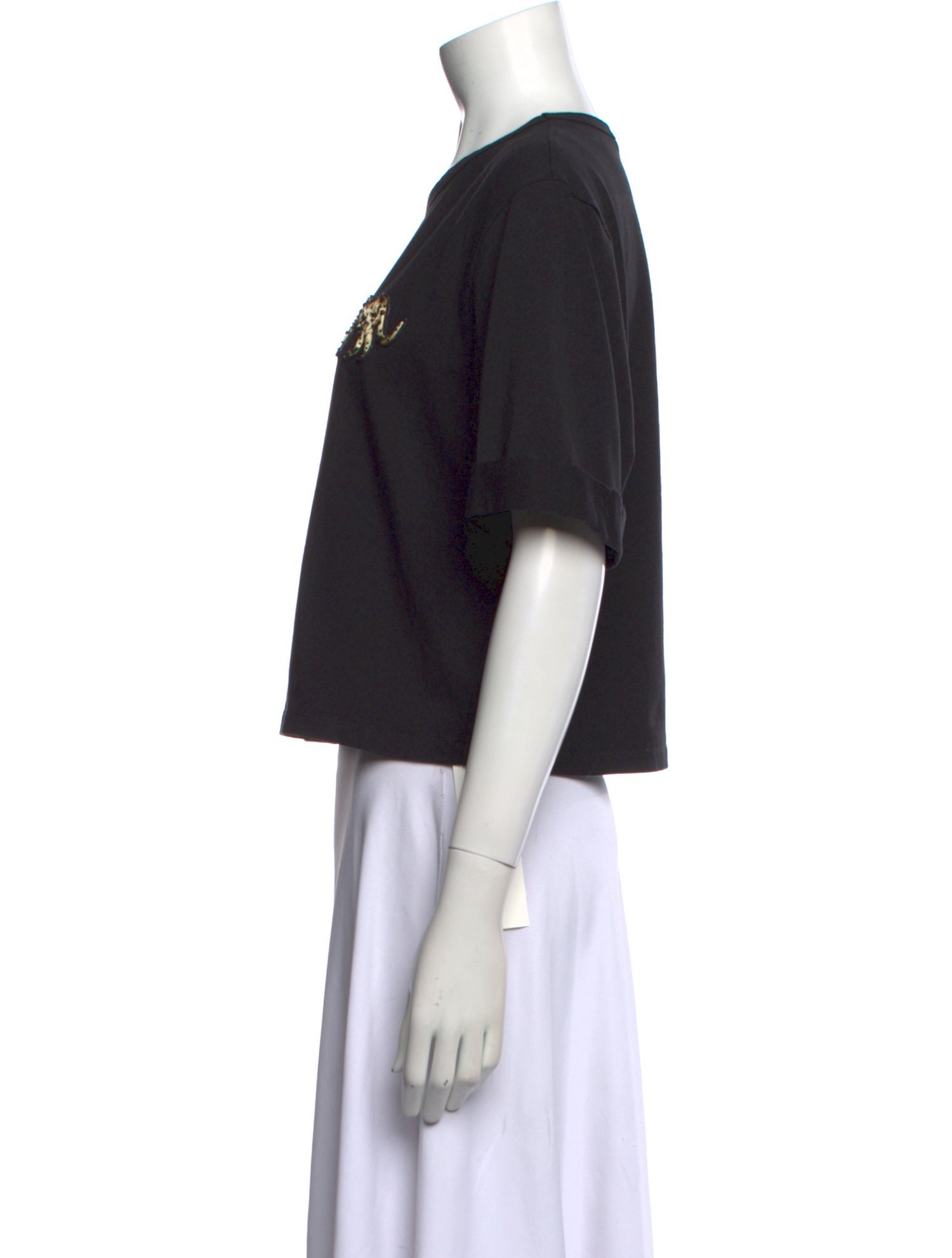 Veronica Beard Graphic Print Crew Neck Crop Top