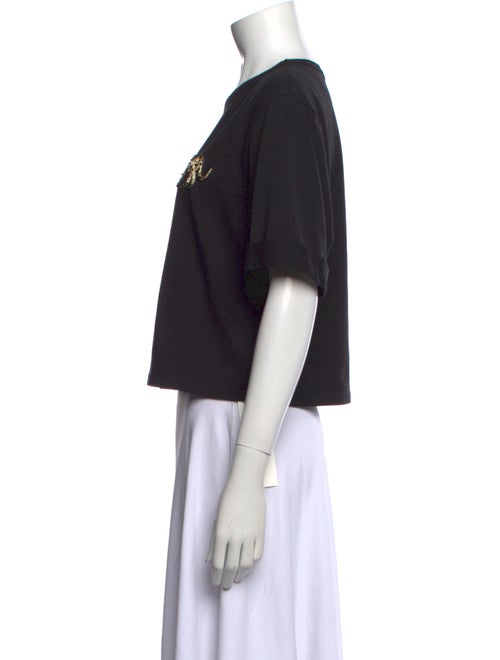 Veronica Beard Graphic Print Crew Neck Crop Top