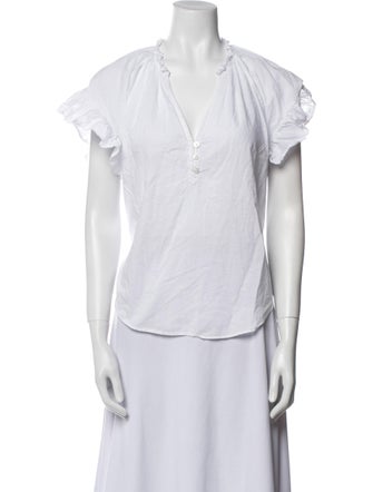 Veronica Beard V-Neck Short Sleeve Blouse