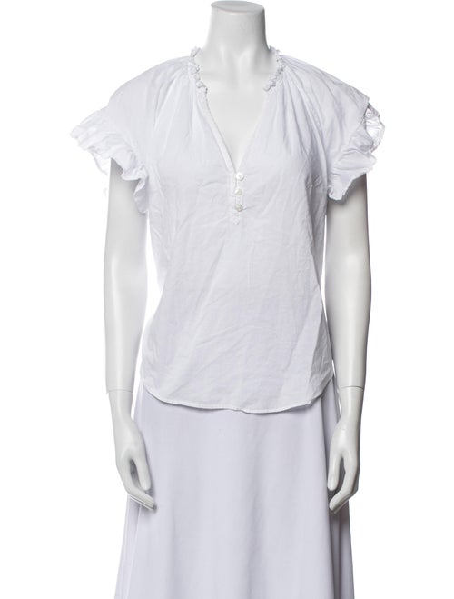 Veronica Beard V-Neck Short Sleeve Blouse