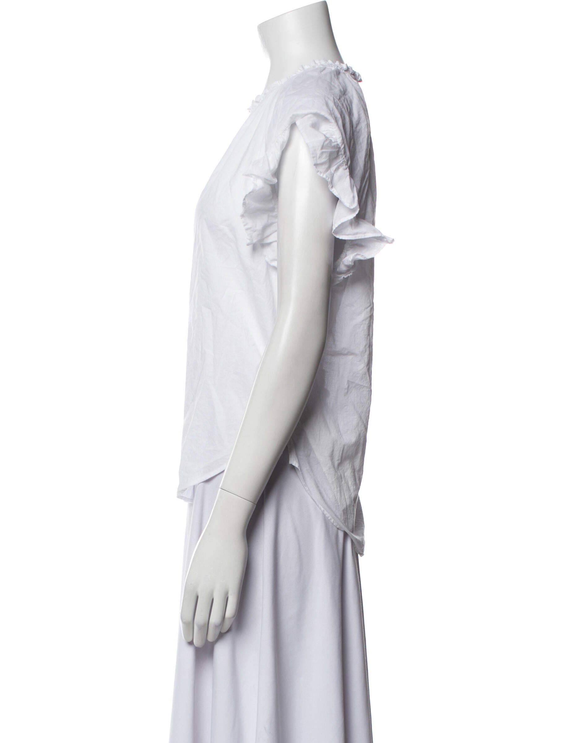 Veronica Beard V-Neck Short Sleeve Blouse