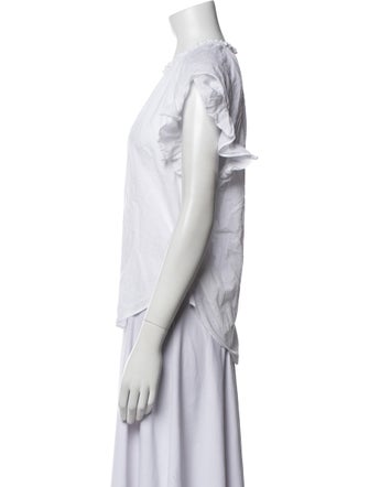 Veronica Beard V-Neck Short Sleeve Blouse