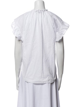 Veronica Beard V-Neck Short Sleeve Blouse