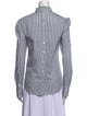 Veronica Beard Striped Mock Neck Button-Up Top