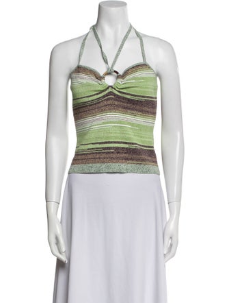 Veronica Beard Striped Halterneck Crop Top