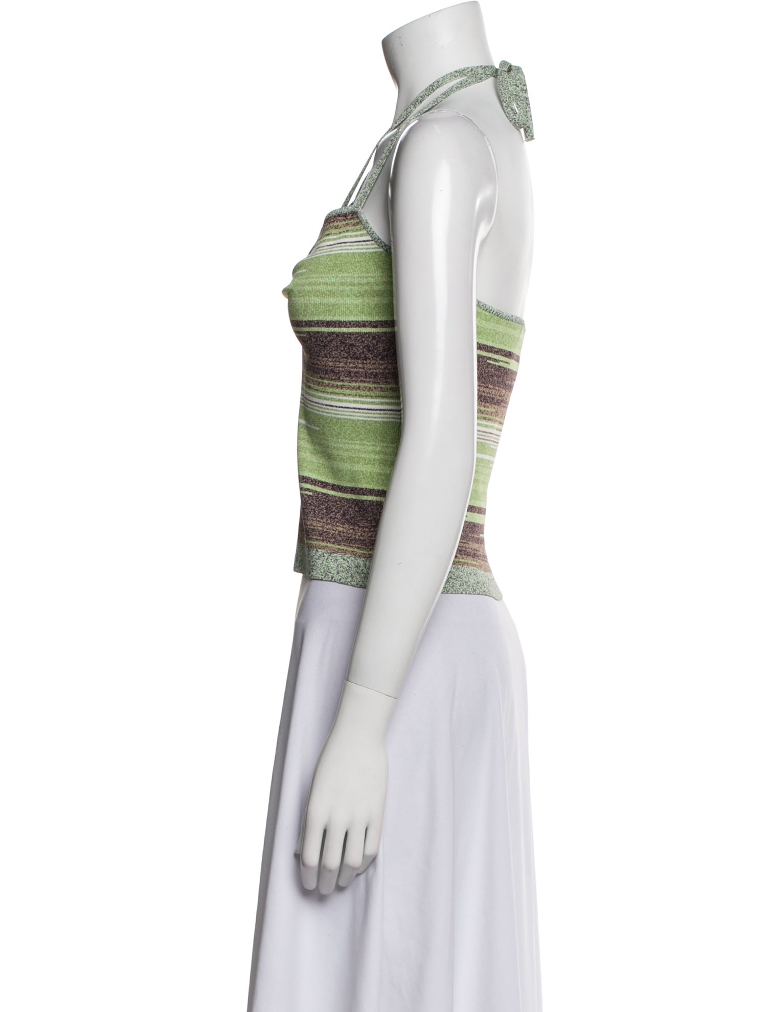 Veronica Beard Striped Halterneck Crop Top