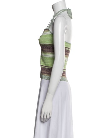 Veronica Beard Striped Halterneck Crop Top