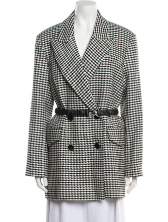 Veronica Beard Houndstooth Print Trench Coat