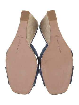 Veronica Beard Denim Colorblock Pattern Slides