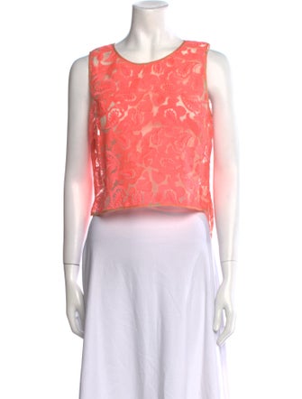 Veronica Beard Lace Pattern Scoop Neck Crop Top