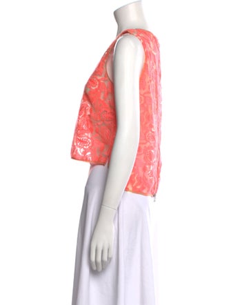 Veronica Beard Lace Pattern Scoop Neck Crop Top