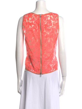 Veronica Beard Lace Pattern Scoop Neck Crop Top