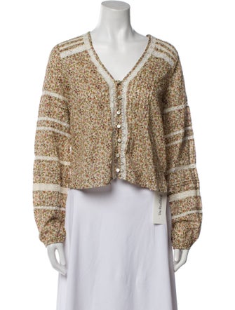 Veronica Beard Floral Print V-Neck Crop Top