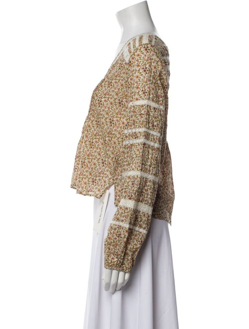 Veronica Beard Floral Print V-Neck Crop Top