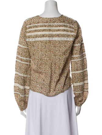 Veronica Beard Floral Print V-Neck Crop Top