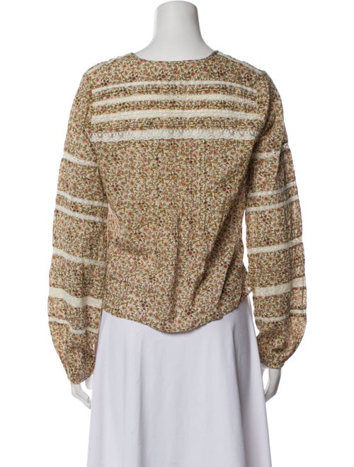 Veronica Beard Floral Print V-Neck Crop Top