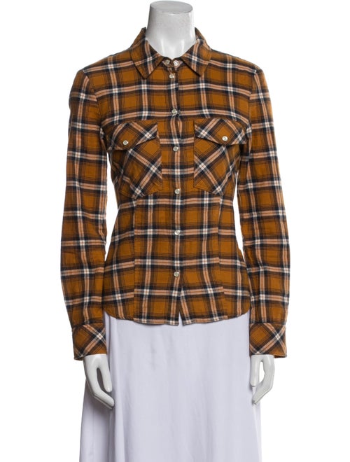Veronica Beard Plaid Print Long Sleeve Button-Up Top