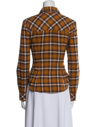 Veronica Beard Plaid Print Long Sleeve Button-Up Top