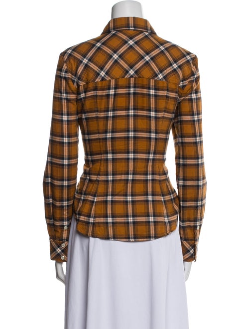 Veronica Beard Plaid Print Long Sleeve Button-Up Top