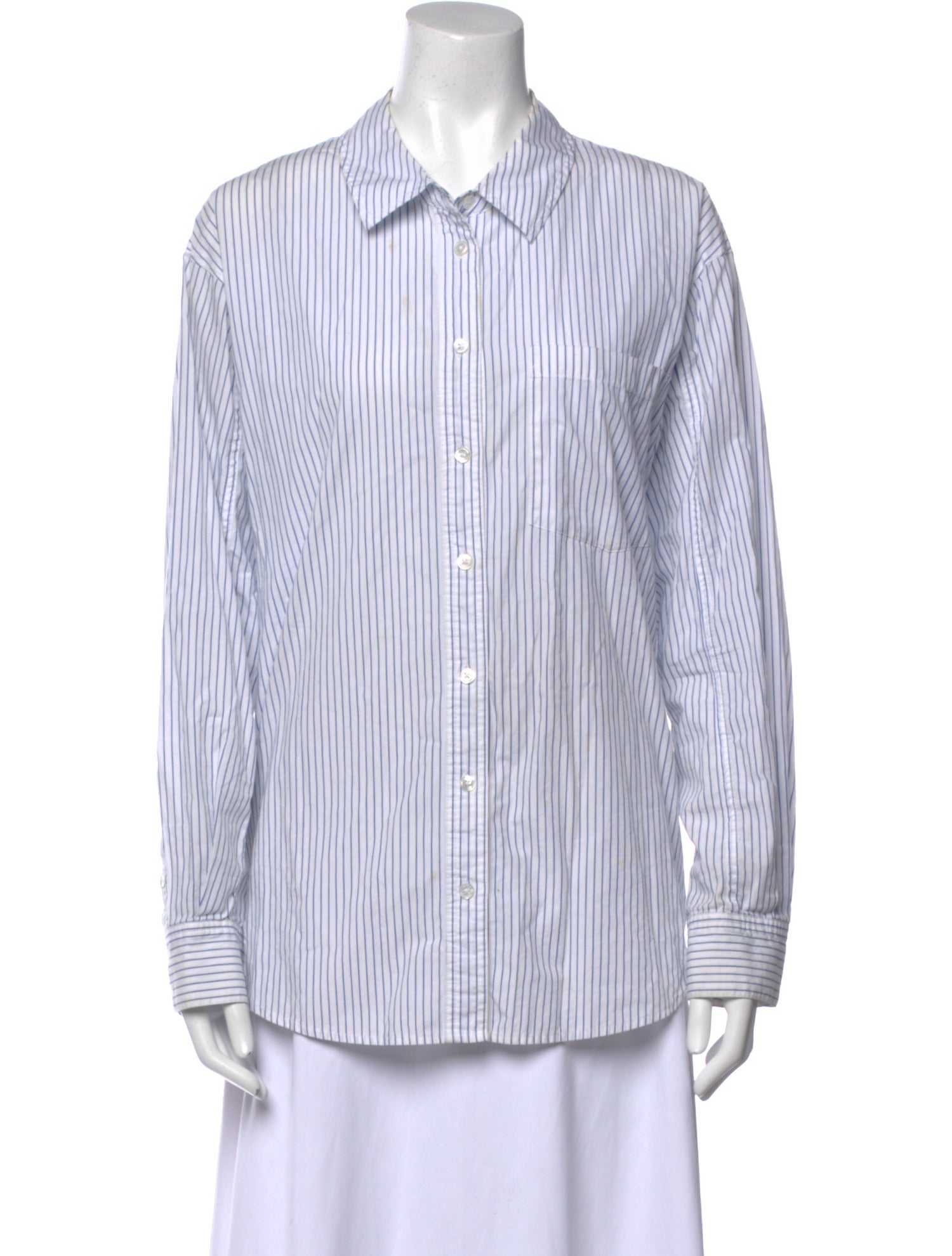 Veronica Beard Striped Long Sleeve Button-Up Top