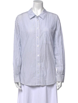 Veronica Beard Striped Long Sleeve Button-Up Top