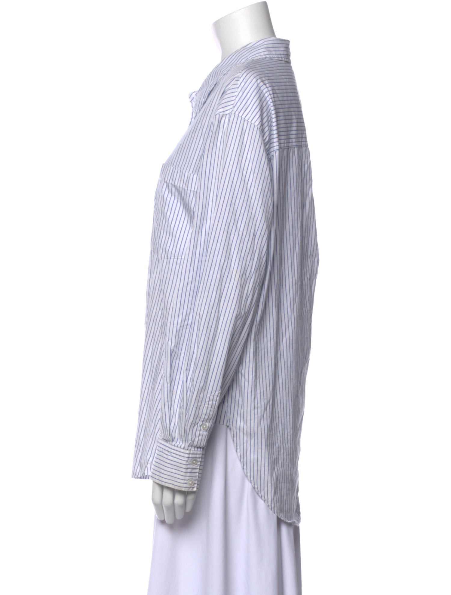 Veronica Beard Striped Long Sleeve Button-Up Top