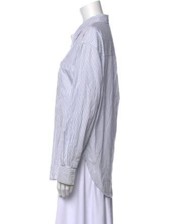 Veronica Beard Striped Long Sleeve Button-Up Top