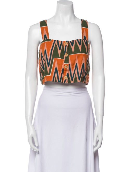 Veronica Beard Linen Printed Crop Top
