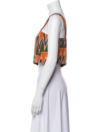 Veronica Beard Linen Printed Crop Top