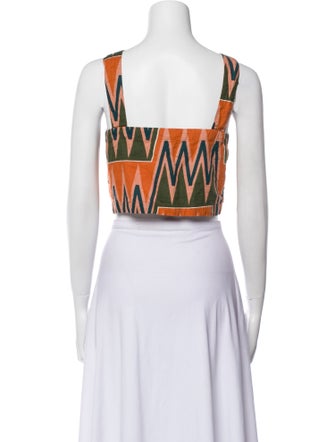 Veronica Beard Linen Printed Crop Top