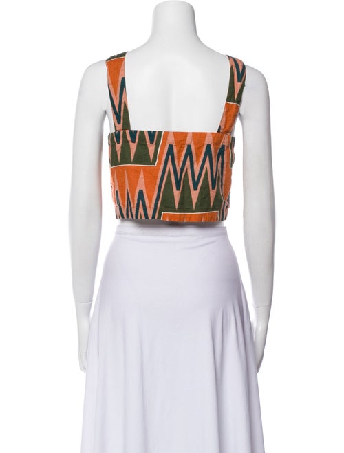 Veronica Beard Linen Printed Crop Top