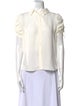 Veronica Beard Silk Short Sleeve Button-Up Top