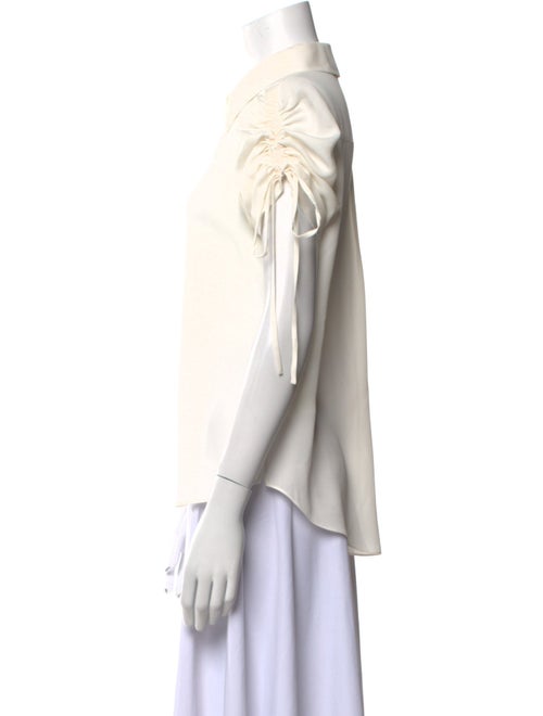 Veronica Beard Silk Short Sleeve Button-Up Top