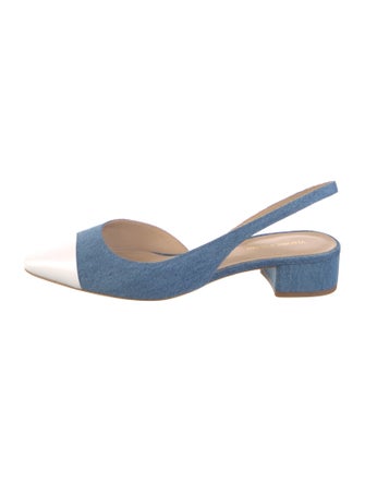 Veronica Beard Denim Colorblock Pattern Slingback Flats