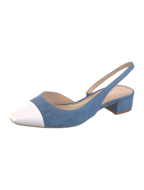 Veronica Beard Denim Colorblock Pattern Slingback Flats