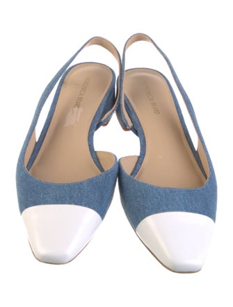 Veronica Beard Denim Colorblock Pattern Slingback Flats