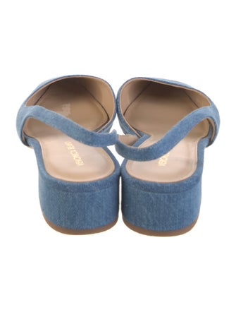 Veronica Beard Denim Colorblock Pattern Slingback Flats