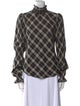 Veronica Beard Plaid Print Mock Neck Blouse