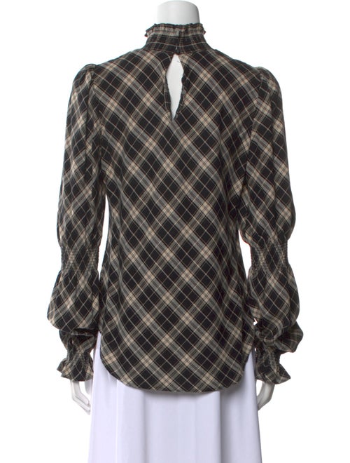 Veronica Beard Plaid Print Mock Neck Blouse