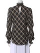 Veronica Beard Plaid Print Mock Neck Blouse