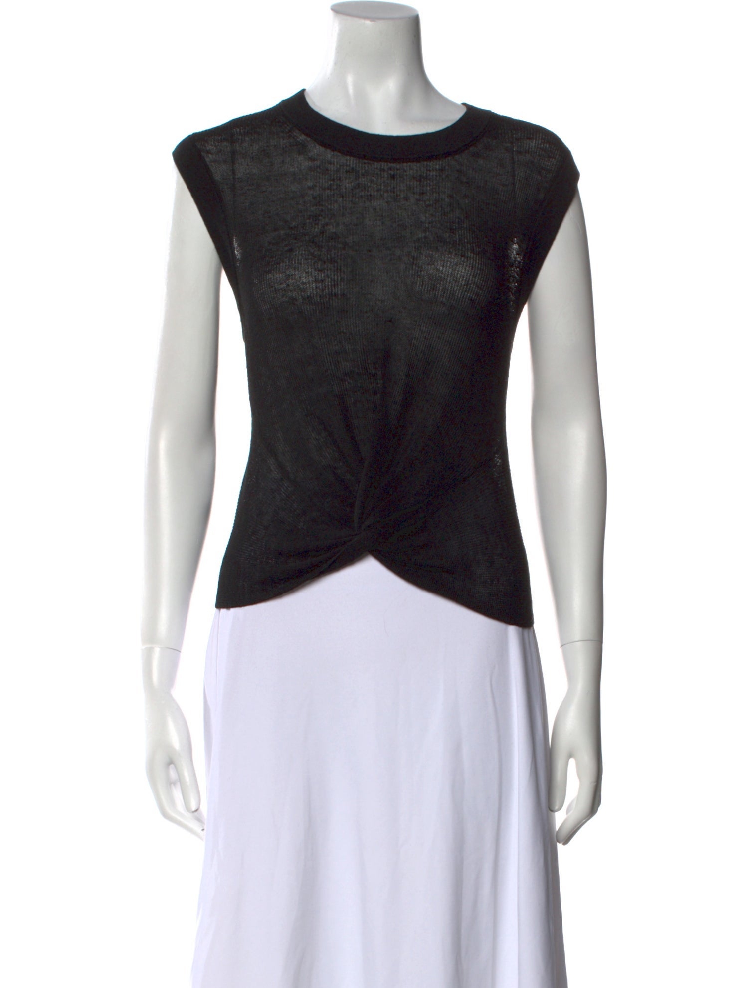 Veronica Beard Linen Crew Neck Crop Top