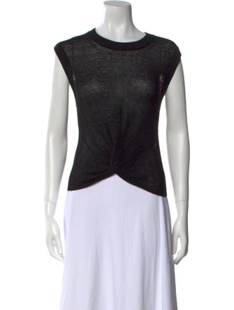 Veronica Beard Linen Crew Neck Crop Top