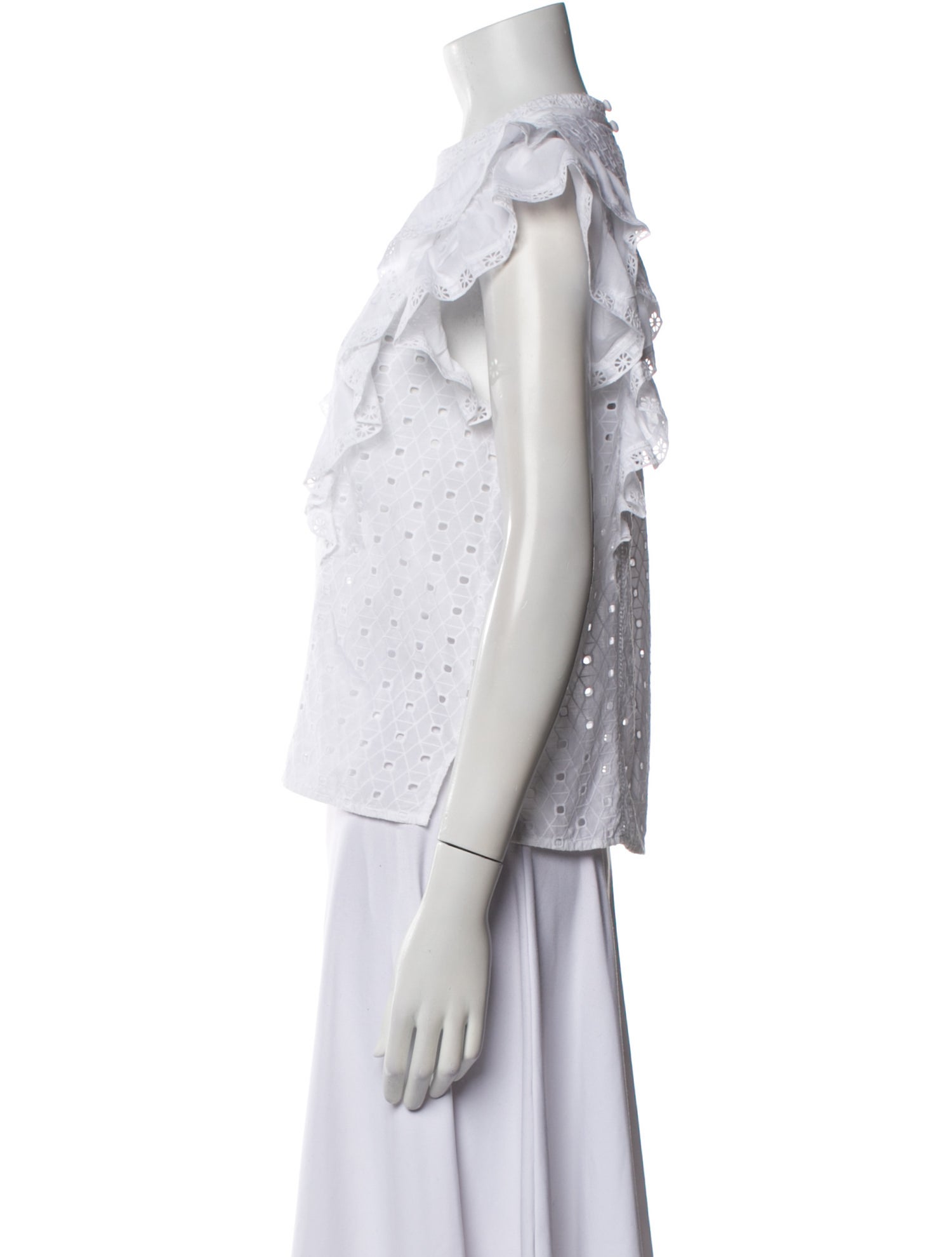 Veronica Beard Mock Neck Short Sleeve Blouse