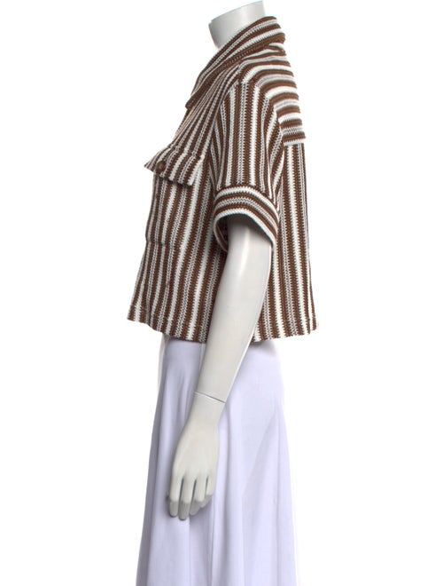 Veronica Beard Striped Short Sleeve Crop Top