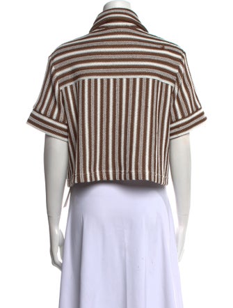 Veronica Beard Striped Short Sleeve Crop Top